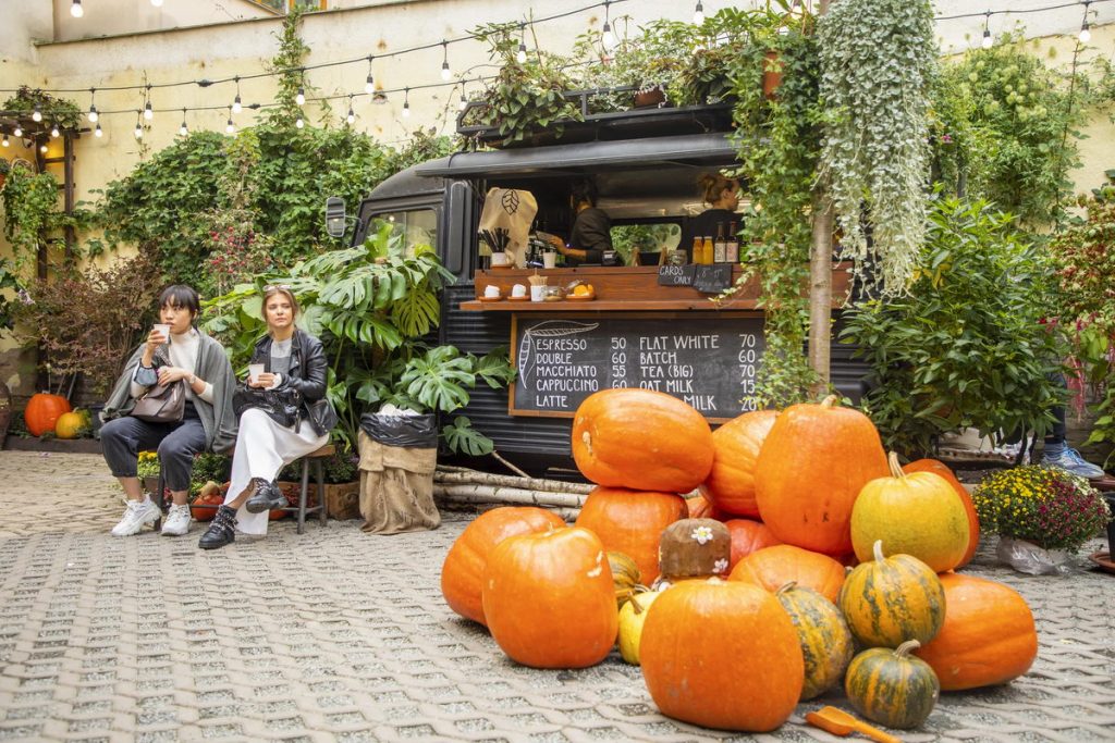 prague czech republic 09 10 2020 popular botanica coffee truck cafe prague city czech republic