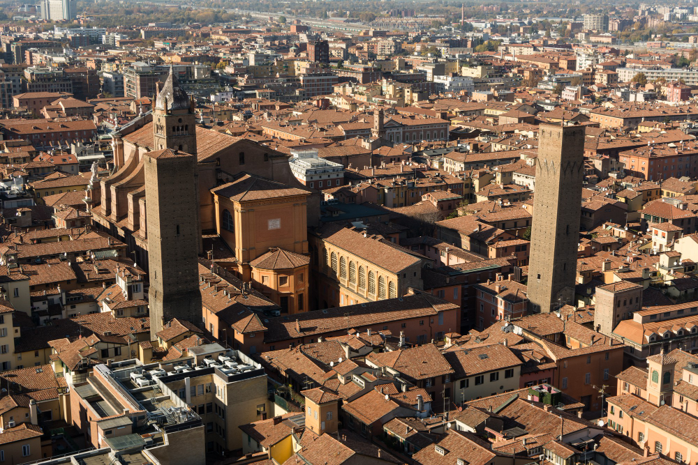bologna city skyline panorama aerial view italy